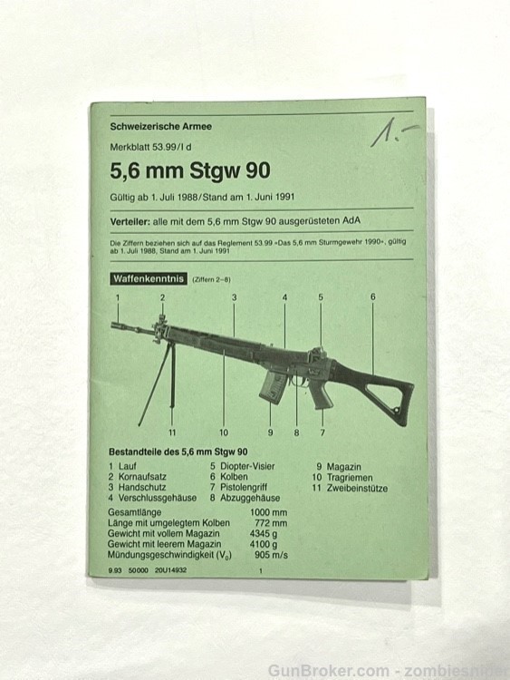 Rare Swiss Army Leaflet for STGW 90 - PE90 SIG 550-img-2