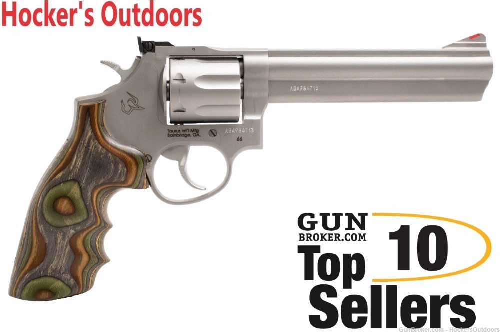 Taurus Model 66 357 Magnum Stainless Laminated Camo Wood Grip 2-660069-HWD2-img-0