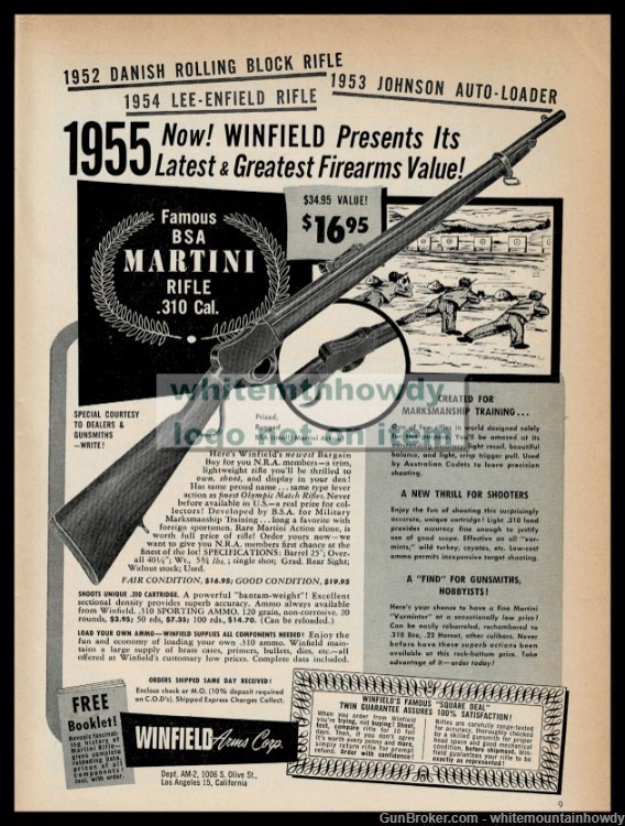 1955 BSA MARTINI .310 Rifle Winfield Arms Vintage PRINT AD-img-0