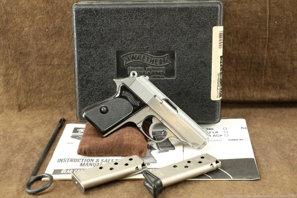 German Walther PPK Stainless .380 ACP 3.25” Semi Automatic Pistol w/ Case  -img-2