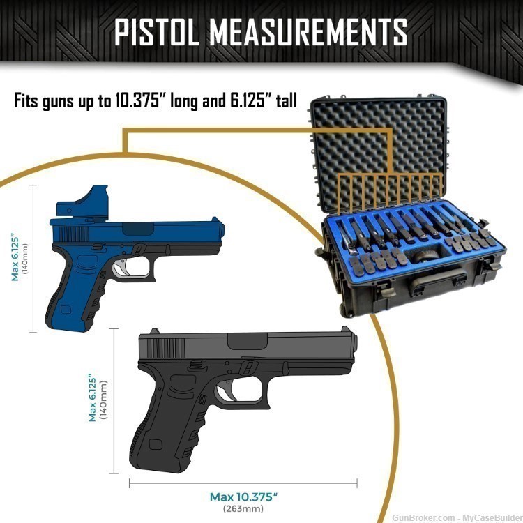 10 Pistol 20 Magazine DORO Wheeled Heavy Duty Case w/ Blue Topguard Foam-img-7