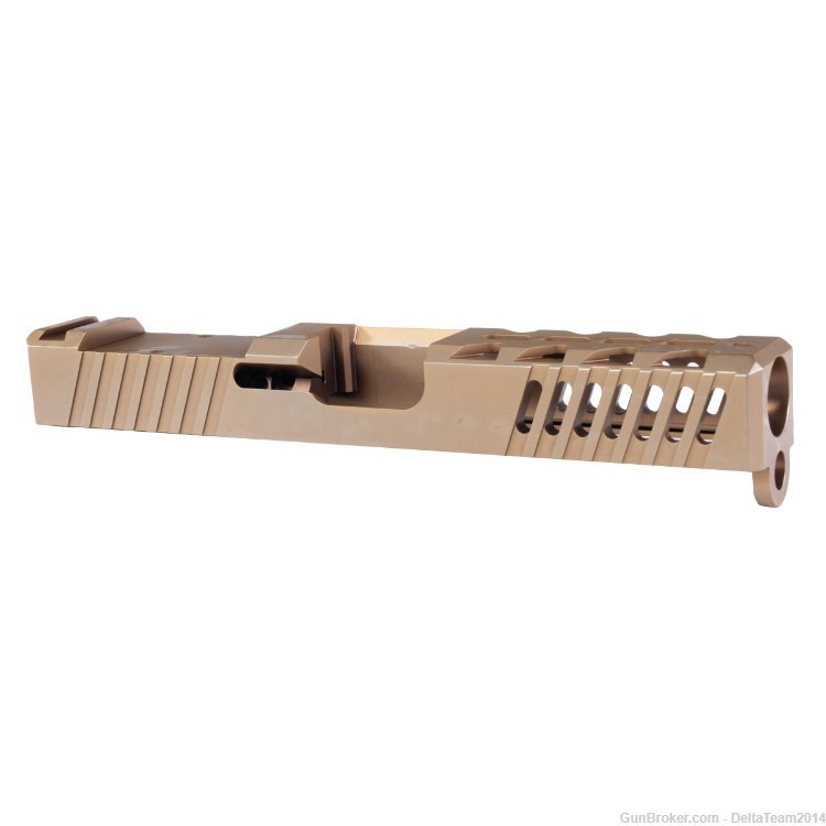 Glock G19 Gen 1-3 Compatible RMR Cut Stripped Slide - Bronze PVD Finish-img-0