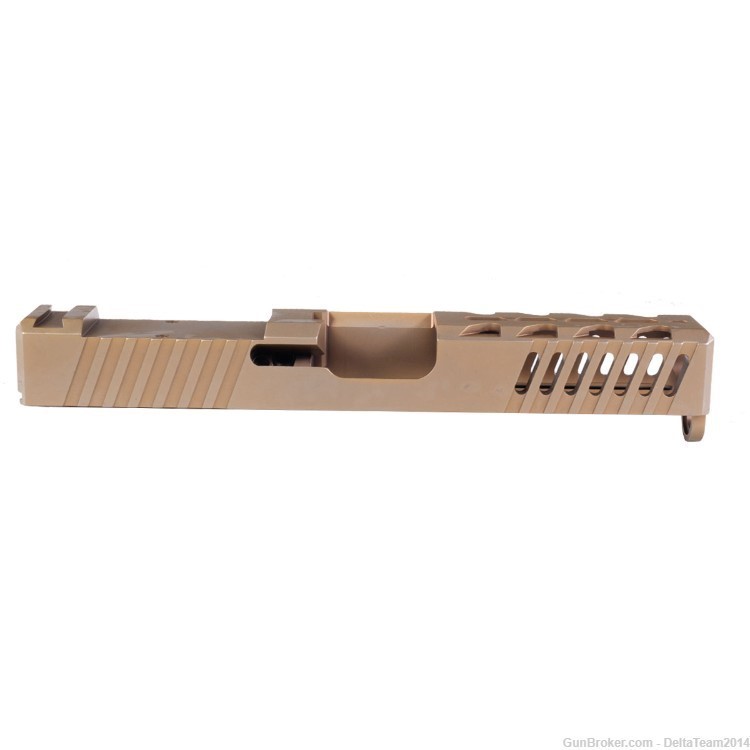 Glock G19 Gen 1-3 Compatible RMR Cut Stripped Slide - Bronze PVD Finish-img-1