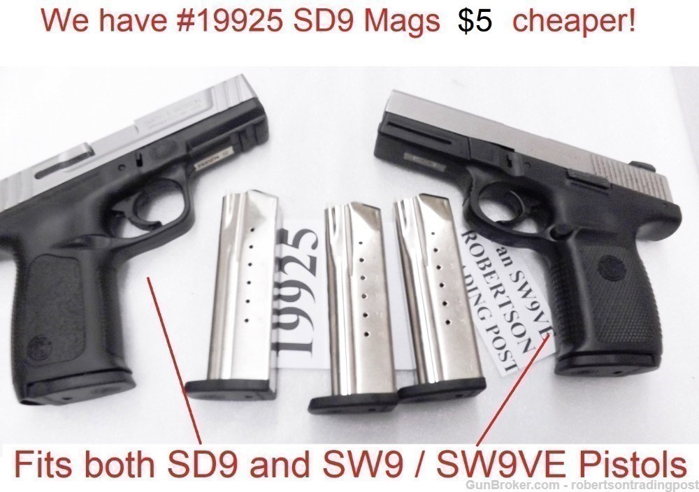 S&W 9mm SW9 Magazines 16 shot SW9VE SD9 SD9VE 25095 19357 Old Type-img-12