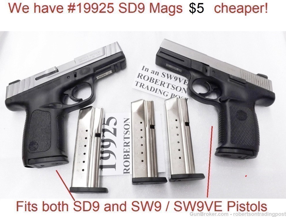 S&W 9mm SW9 Magazines 16 shot SW9VE SD9 SD9VE 25095 19357 Old Type-img-13
