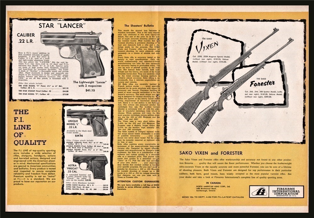 1961 STAR Lancer ASTRAL & Firecat Pistol SAKO Vixen Forester Rifle AD-img-0