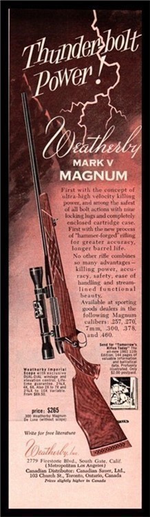 1961 WEATHERBY Mark V Magnum Rifle PRINT AD-img-0