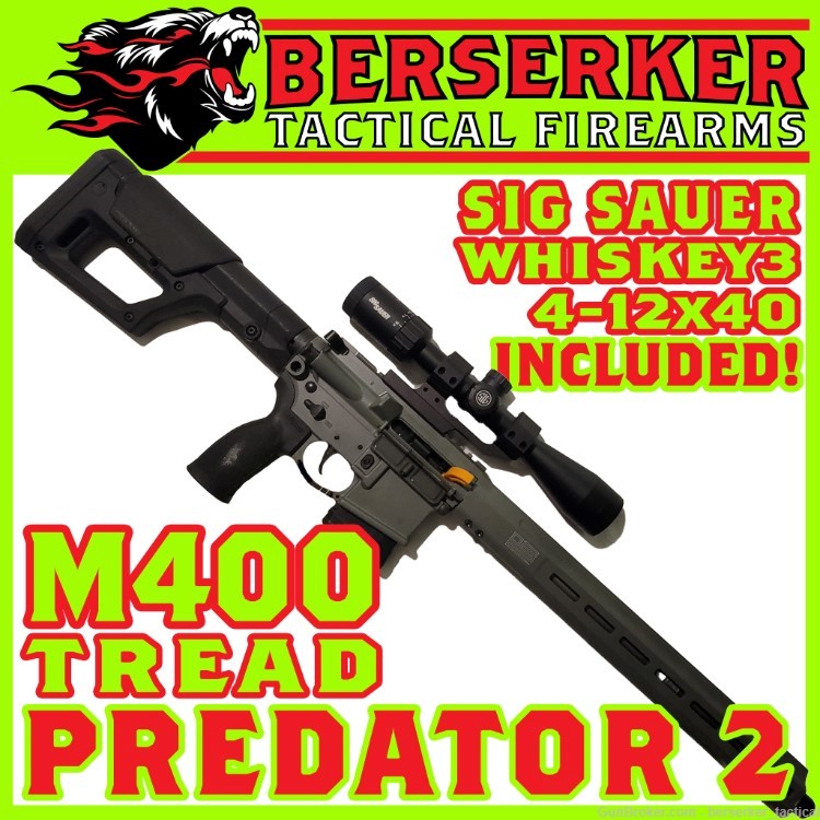 SIG SAUER M400 Tread Predator 2 5.56mm 16" threaded PLUS Whiskey3 4-12x40mm-img-0