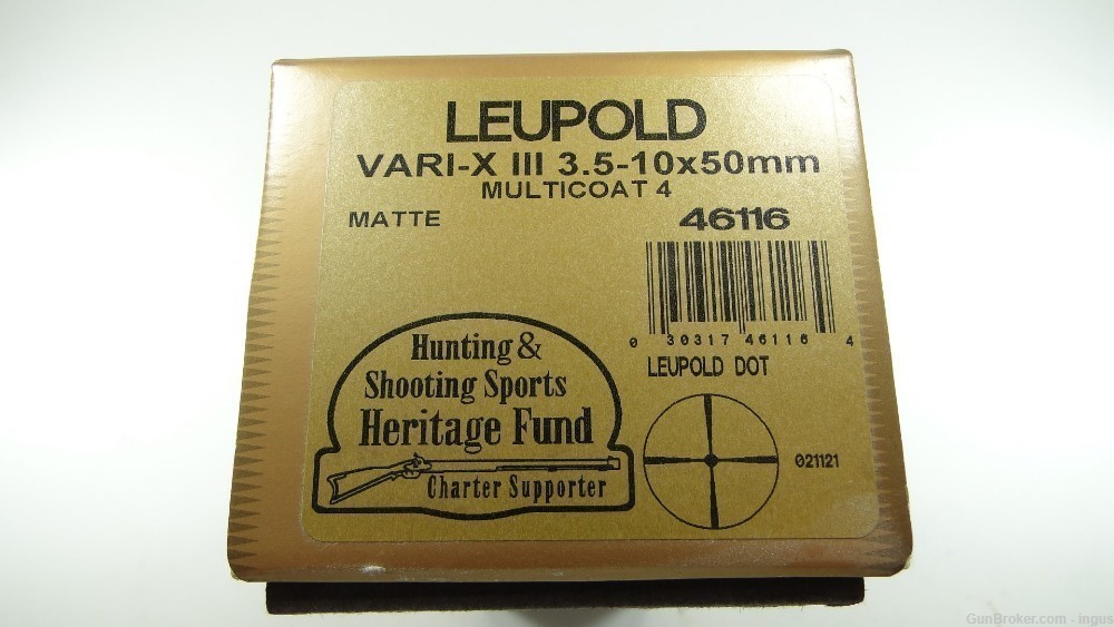 LEUPOLD VARI X 3.5-10x50mm MULTICOAT 4 LEUPOLD DOT MATTE 46116 FACTORY BOX-img-0