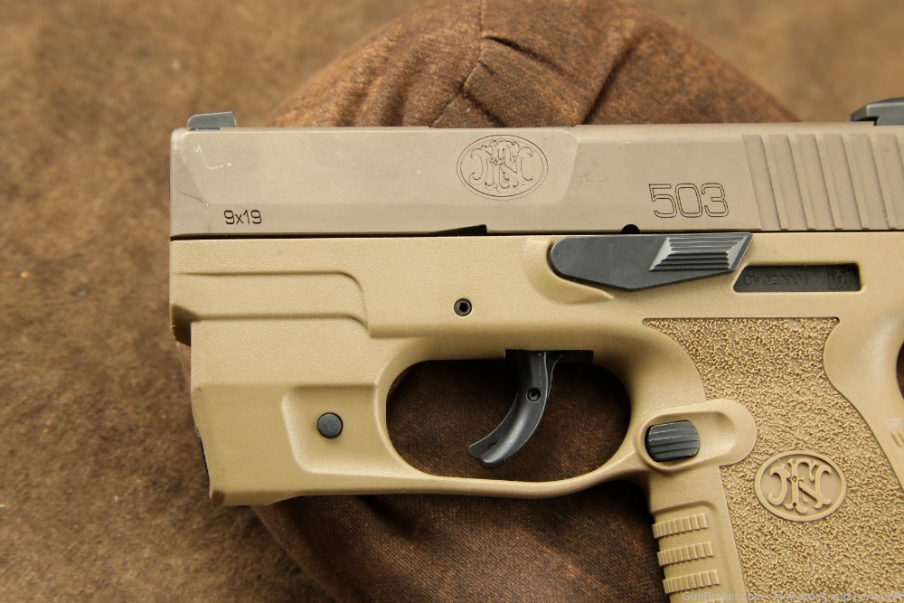 FN 503 FDE Integrated LaserMax Flashlight 9mm Concealed Carry Slim Pistol -img-7