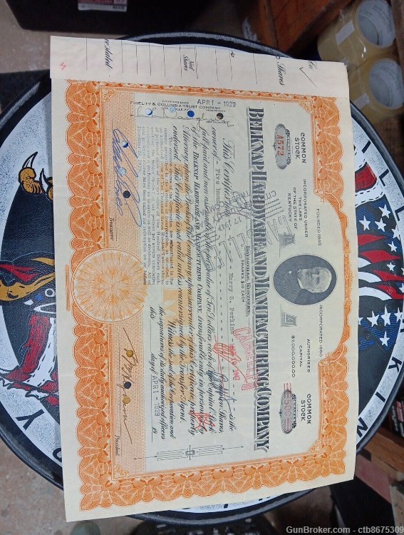Belknap Hardware and Manufacturing Company Stock Certificate-img-0
