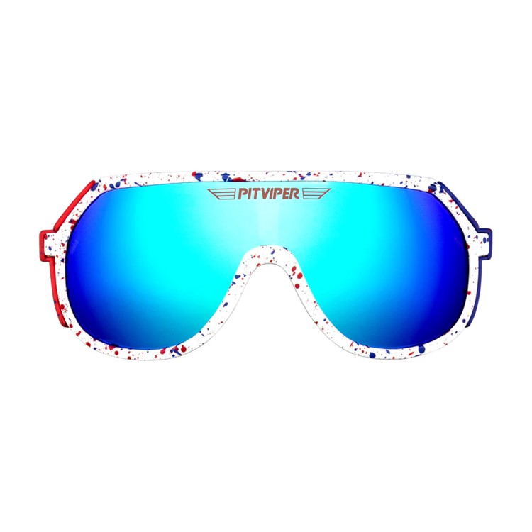 PIT VIPER The Merika Grand Prix White with Blue and Red Splatter Sunglasses-img-0