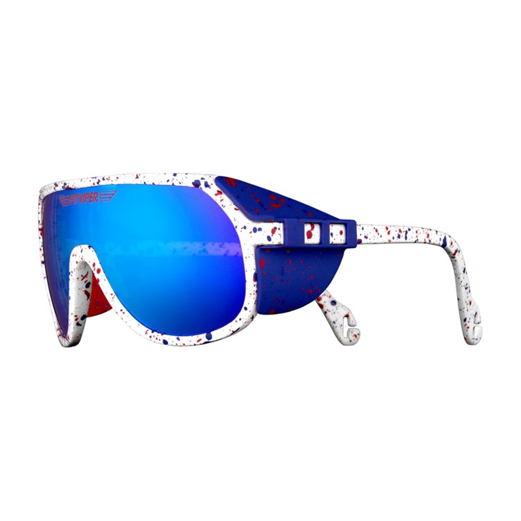 PIT VIPER The Merika Grand Prix White with Blue and Red Splatter Sunglasses-img-1