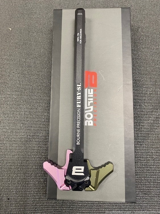 Ambidextrous AR 15 chafing handle. 2 tone pink and OD. Bourne Precision -img-0