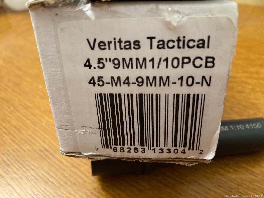 Veritas Tactical 9mm Carbine AR-15 / EPC / PCC / AR-9 Pistol 4.5" Barrel-img-1