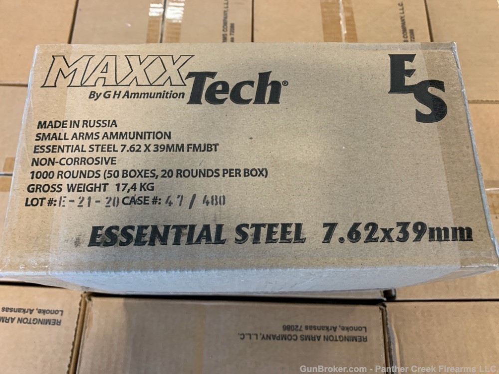Maxxtech 7.62x39mm Essential Steel 124gr FMJBT 1000rd case AK47-img-4