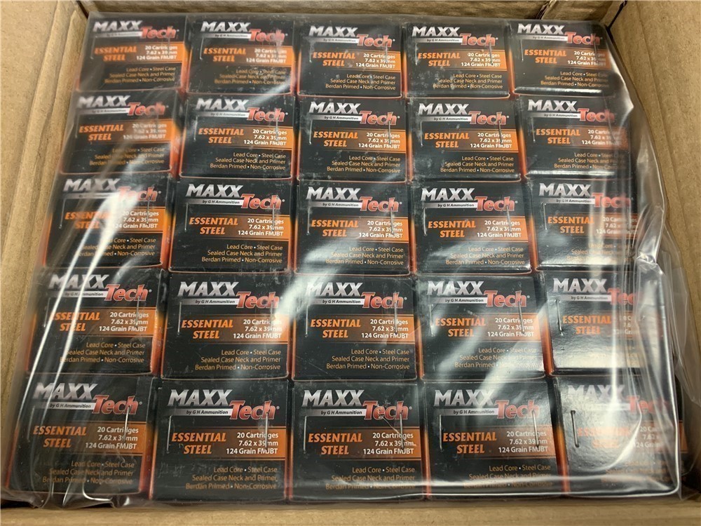Maxxtech 7.62x39mm Essential Steel 124gr FMJBT 1000rd case AK47-img-0