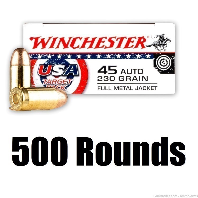 Winchester USA Target .45 ACP / AUTO 230 Grain FMJ 500 Rounds - USA4170-img-1
