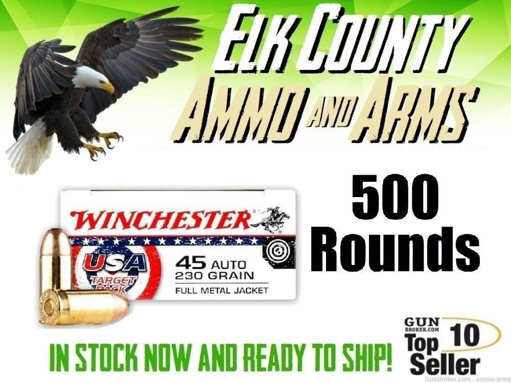 Winchester USA Target .45 ACP / AUTO 230 Grain FMJ 500 Rounds - USA4170-img-0