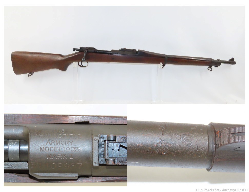 World War II U.S. SPRINGFIELD M1903 MARK I C&R Military Rifle FLAMING BOMB -img-0