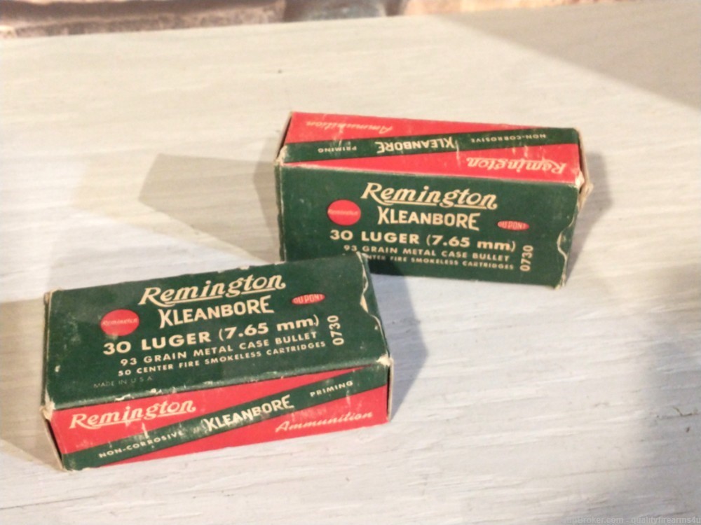 30 LUGER aka 7.65mm 50 RNDS VINTAGE REMINGTON ammo NEW OLD STOCK!  BUY NOW!-img-0