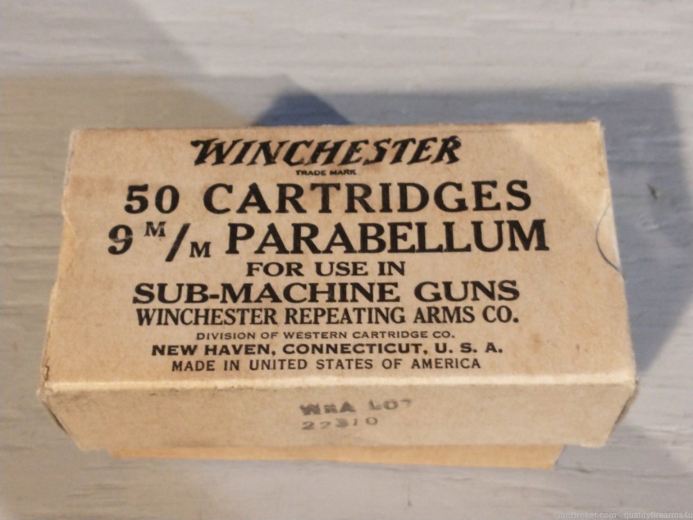 WWII WINCHESTER 9mm SUB-MACHINE GUN AMMO!  COLLECTIBLE ammo BUY NOW!-img-0