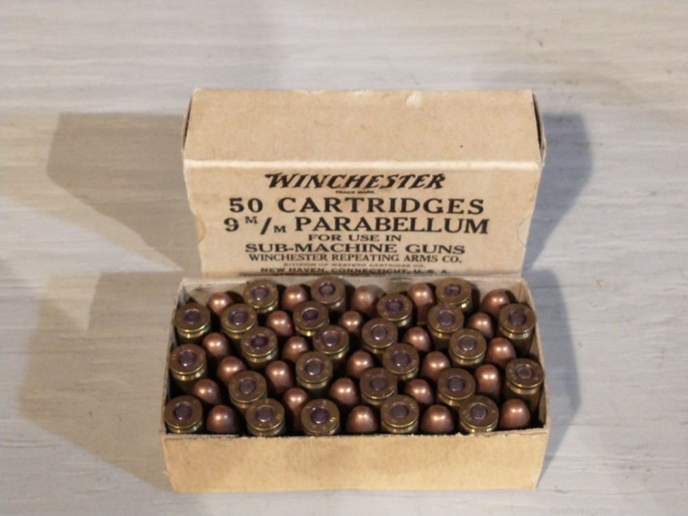 WWII WINCHESTER 9mm SUB-MACHINE GUN AMMO!  COLLECTIBLE ammo BUY NOW!-img-1