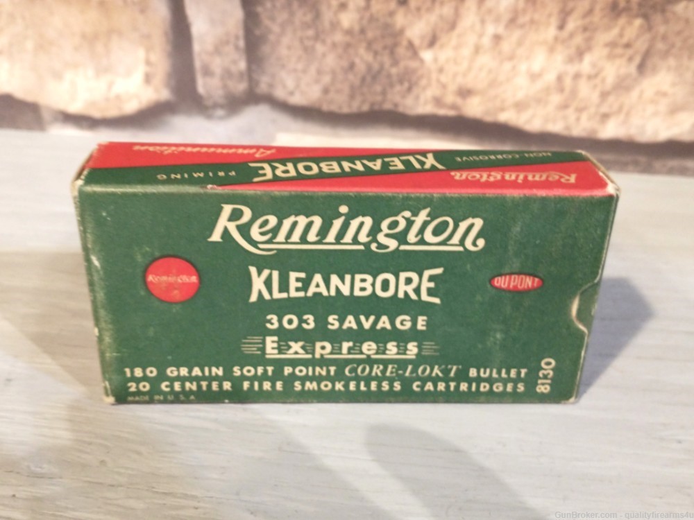 303 SAVAGE ammo NICE FULL BOX OF VINTAGE REMINGTON KLEANBORE!  BUY NOW!-img-1