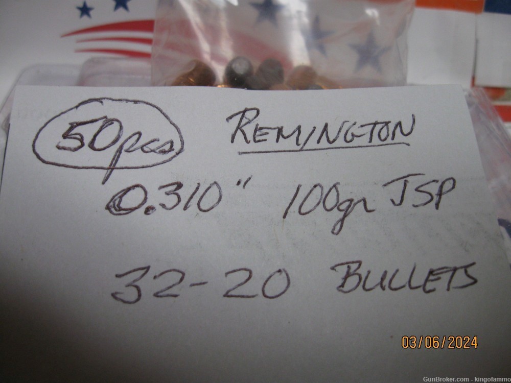 SCARCE 50 Original Remington 100 gr JFP Bullets for 32-20 Winchester; more-img-1