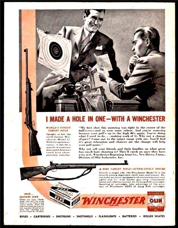 1946 WINCHESTER Model 52 and 75 Rifle PRINT AD-img-0