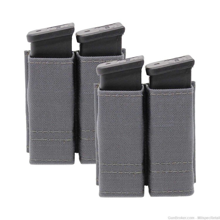 Esstac Double Pistol KYWI Magazine Pouch - Wolf Grey (Pack of 2)-img-1