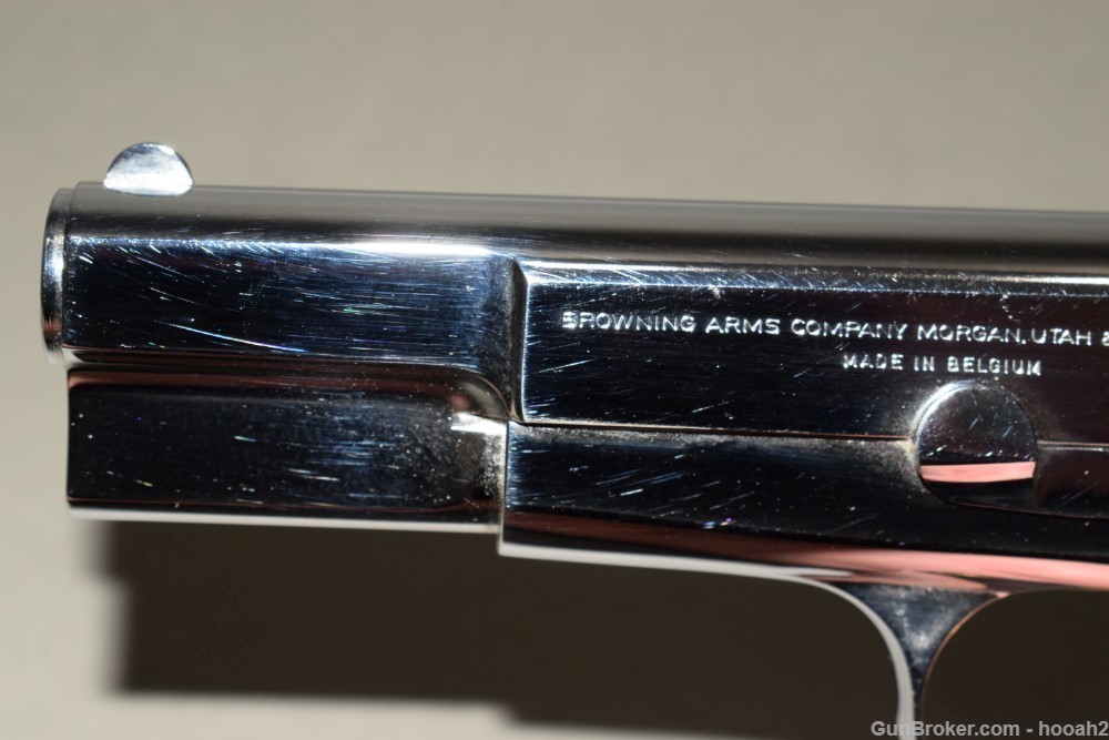 Superb Belgian Browning Hi Power Centennial Pistol Nickel w Box 9mm 1/3500-img-12