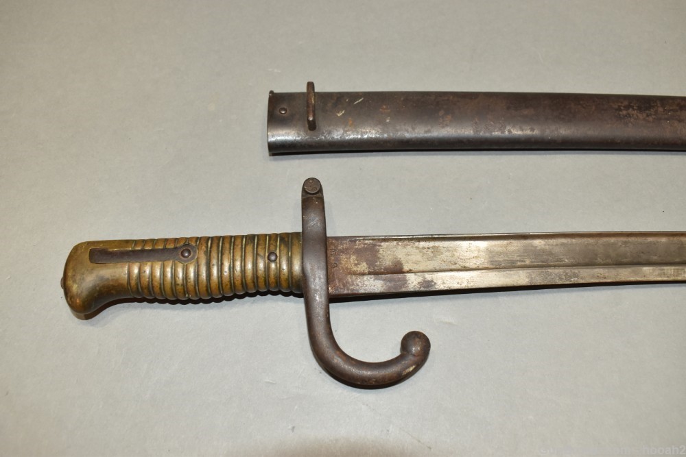 French Model 1866 Chassepot Sword Bayonet W Scabbard-img-3