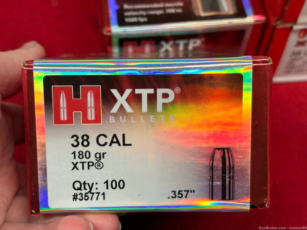 Hornady XTP 38 CAL .357" 180 GR. #35771 Reloading Bullets (550 bullets)-img-1