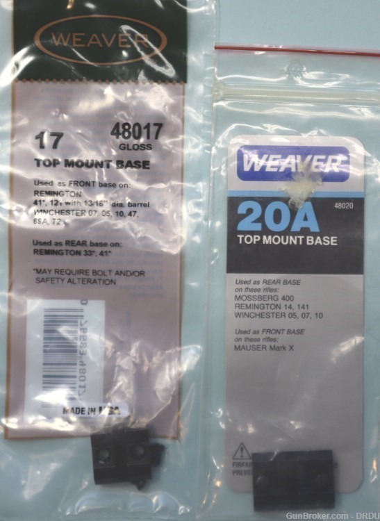 Weaver Detachable Top Mount Base Pair 17 20A for Winchester 05, 07,  710.-img-0