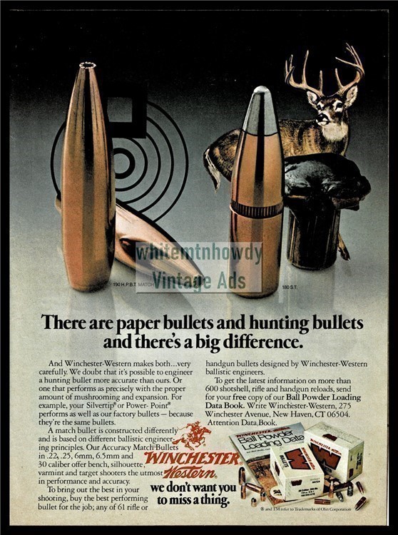 1977 WINCHESTER WESTERN Ammunition Bullets Vintage Deer Hunting PRINT AD-img-0