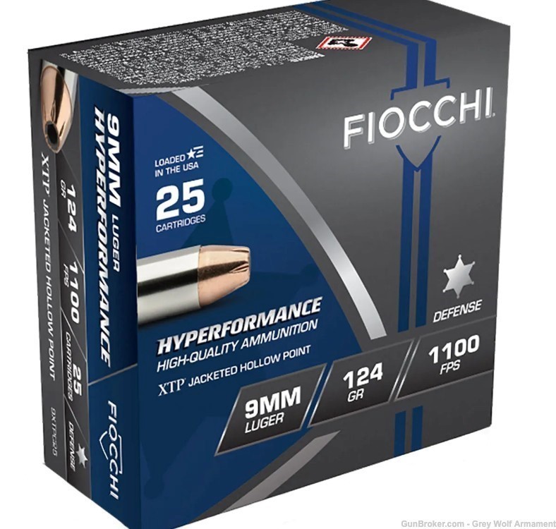 Fiocchi 9mm Ammunition Extrema 124 Grain XTP Jacketed Hollow Point 25Rds-img-0