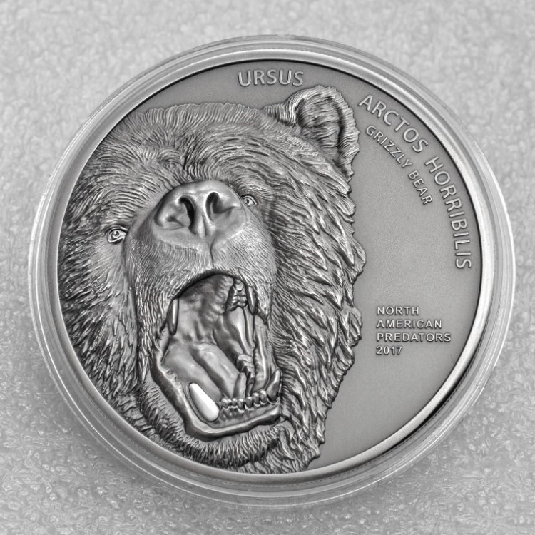 2017 Cook Islands North American Predators, Grizzly Bear- 2oz .999 silver-img-0
