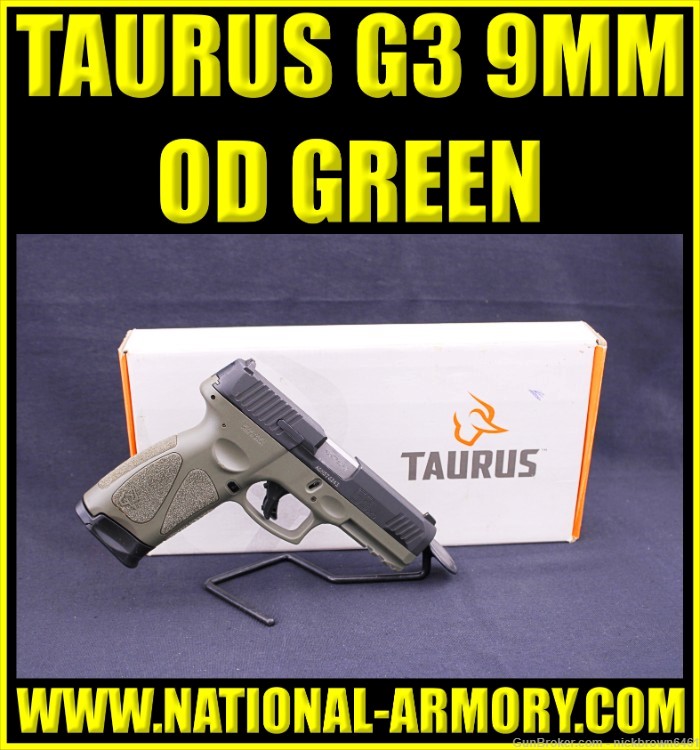 TAURUS G3 FULL SIZE 17+1 FACTORY BOX COMBAT SIGHTS OD GREEN-img-0