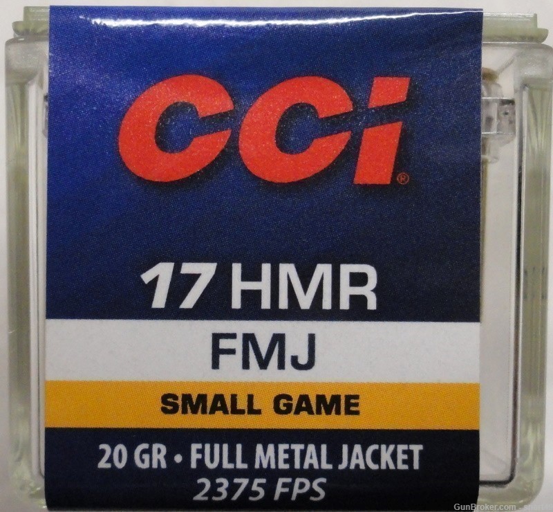 CCI 17 HMR 20 gr Small Game Full Metal Jacket Bullet 50 Round Box 55-img-1