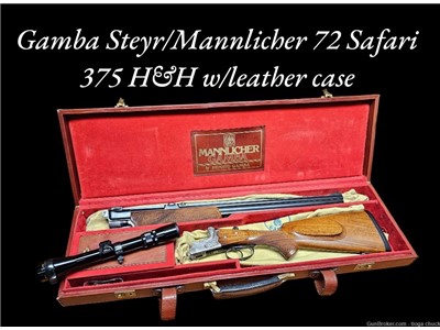 Gamba Steyr/Mannlicher 72 Safari 375 H&H w/Leather Case "RARE"