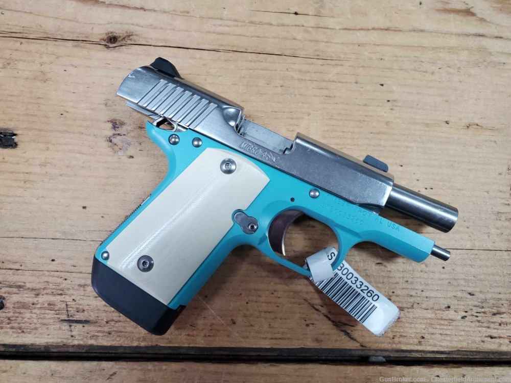Kimber Micro 9 Bel-Air Special Edition compact pistol blue ivory grips-img-6