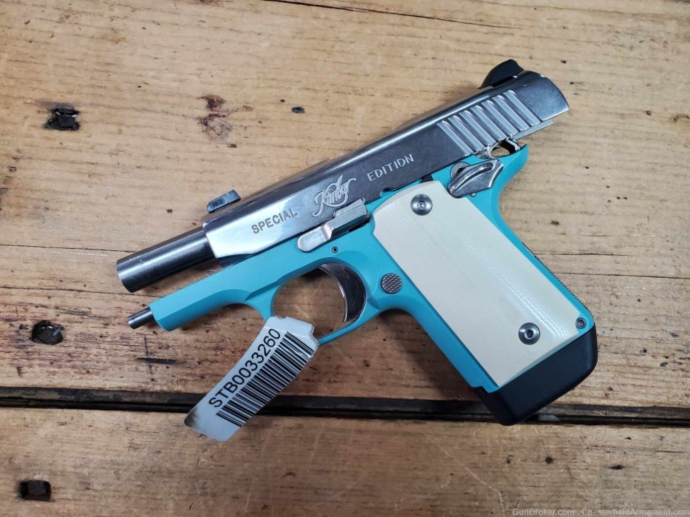 Kimber Micro 9 Bel-Air Special Edition compact pistol blue ivory grips-img-7