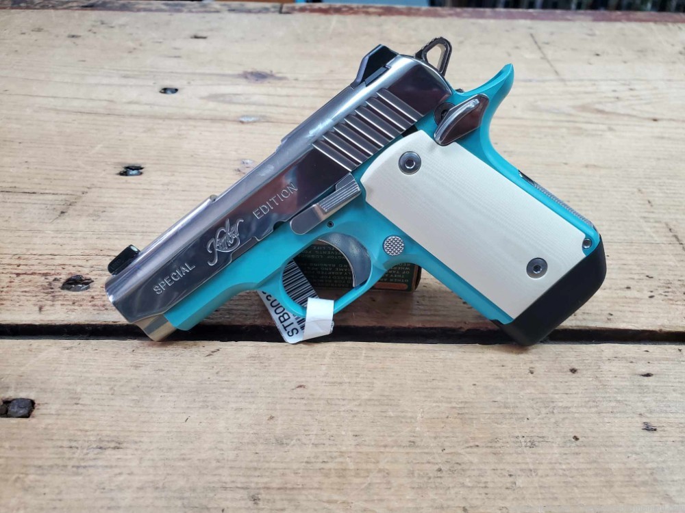 Kimber Micro 9 Bel-Air Special Edition compact pistol blue ivory grips-img-5