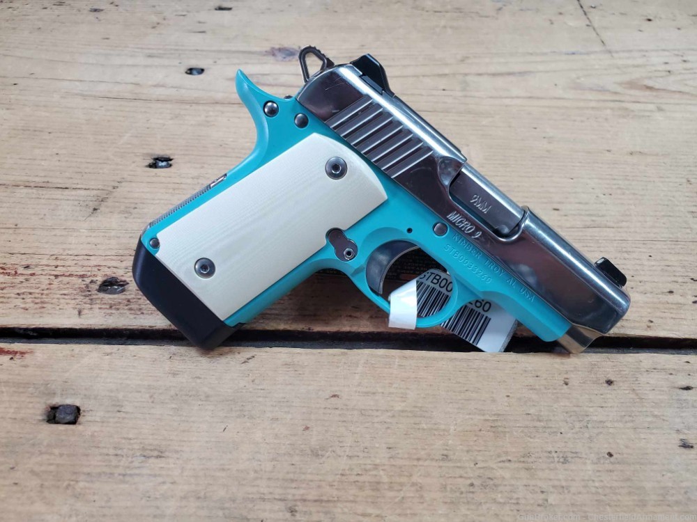 Kimber Micro 9 Bel-Air Special Edition compact pistol blue ivory grips-img-0