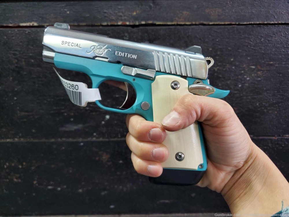 Kimber Micro 9 Bel-Air Special Edition compact pistol blue ivory grips-img-2