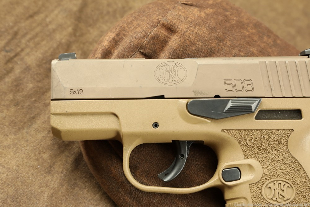 FN 503 FDE Standard 9mm Concealed Carry Slim Pistol w/ Factory Case-img-7