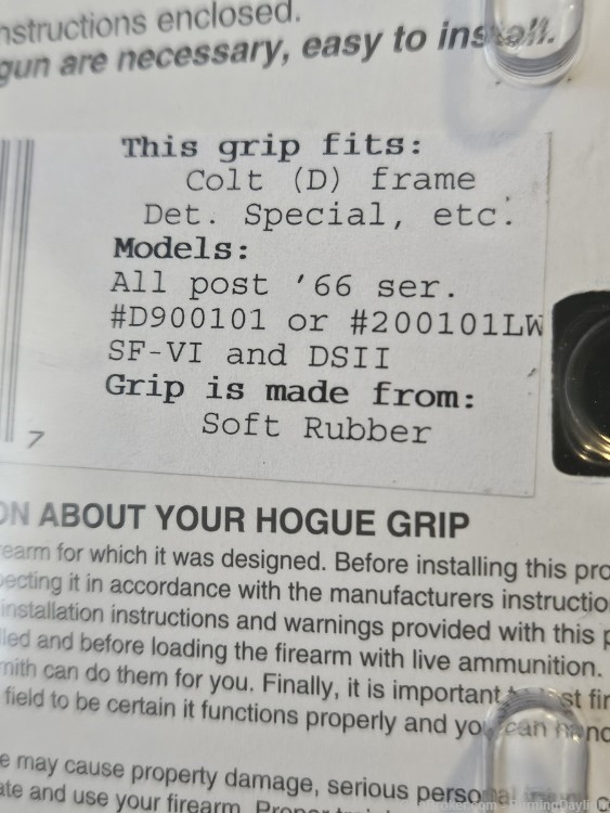 Hogue Monogrip New in Original Blister Pack for Colt "D" frame-img-2