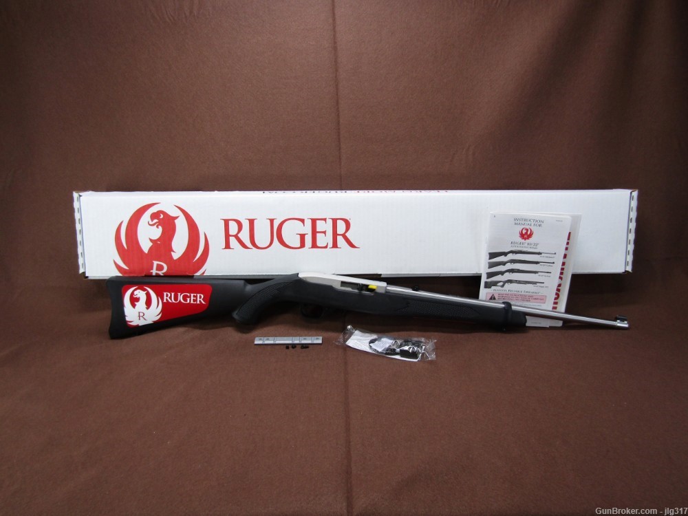 New Ruger 10/22 Stainless 22 LR 10 RD Mag Scope Rail 01256-img-0