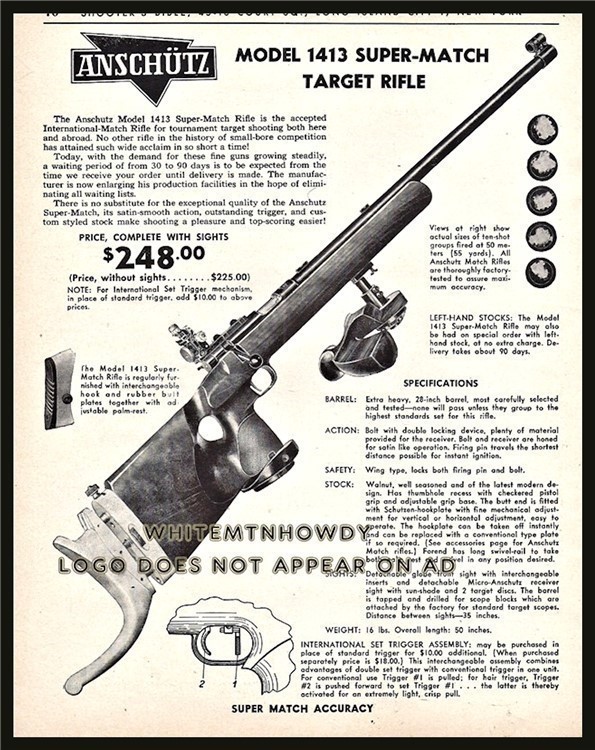 1963 ANSCHUTZ 1413 Super-match Target Rifle PRINT AD-img-0